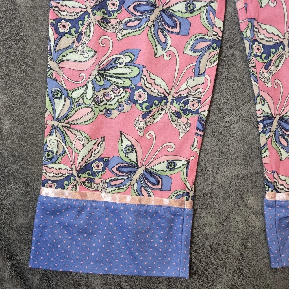 Nick & Nora Kids Long Sleeve Pajamas Set Butterfly PJs SX M 7/8 Flame Resistant